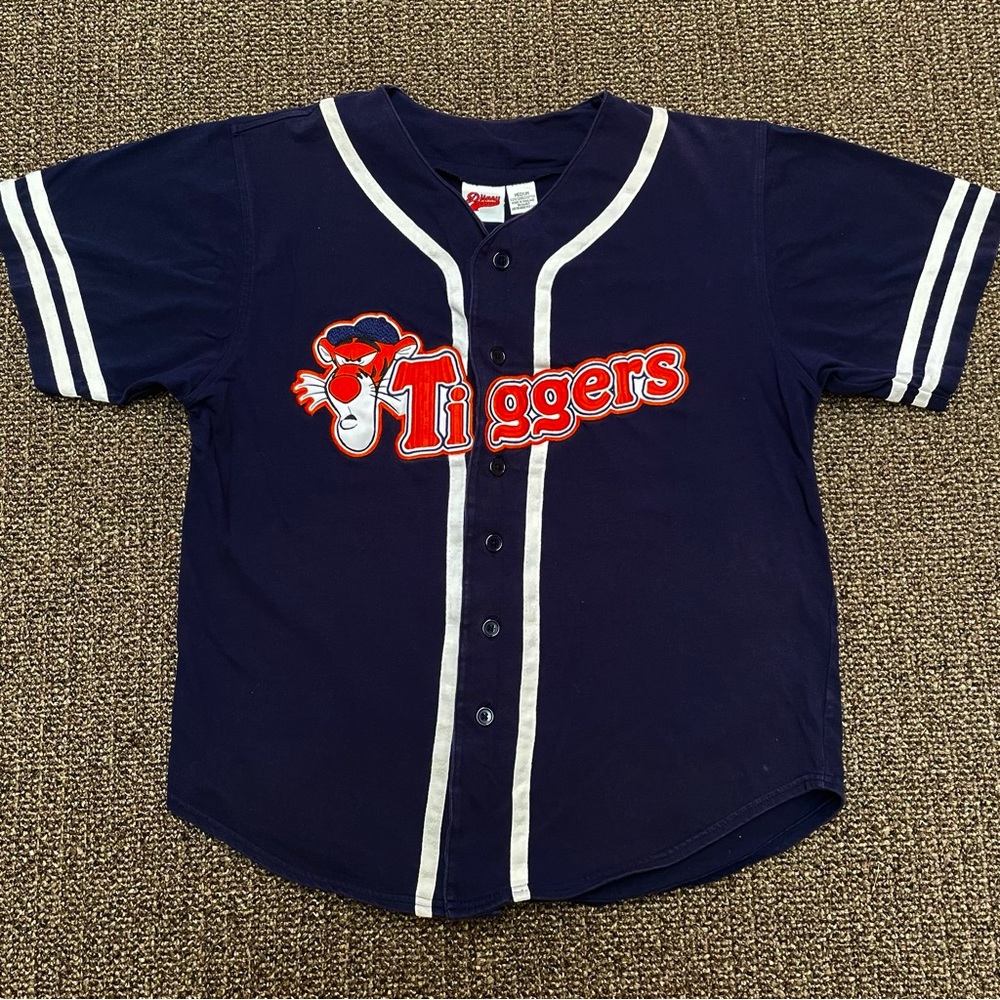 Disney Navy Blue Tigger Baseball Jersey with White Trim and Orange Logo